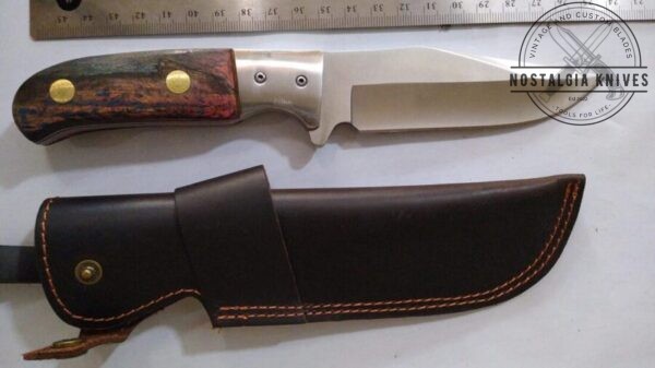 Custom Handmade 8.5″ Fixed-Blade Bowie Knife with a Clip-Point and False edge w/New Leather Sheath [New – Unused]. Everyday Carry[EDC] cutlery