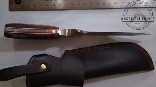 Custom Handmade 8.5″ Fixed-Blade Bowie Knife with a Clip-Point and False edge w/New Leather Sheath [New – Unused]. Everyday Carry[EDC] cutlery