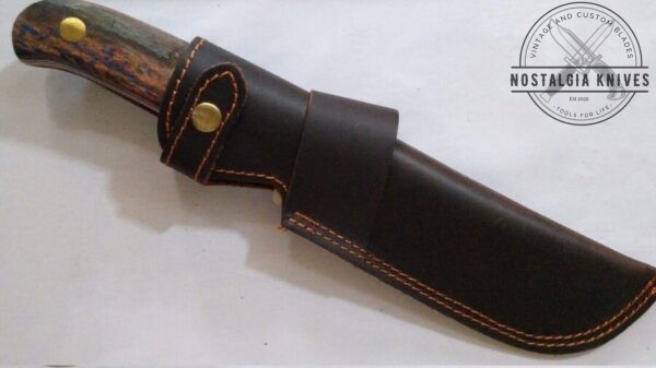 Custom Handmade 8.5″ Fixed-Blade Bowie Knife with a Clip-Point and False edge w/New Leather Sheath [New – Unused]. Everyday Carry[EDC] cutlery