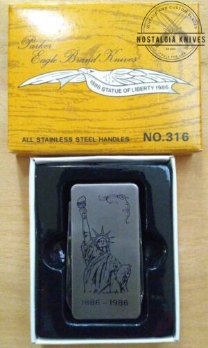 Vintage Parker Eagle Brand Knives Money Clip Knife - Statue of Liberty No. 316 RARE in original packaging[Unused - Pristine Mint Cond.]
