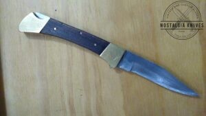 Vintage Folding Hunter Spine-Lock Knife with wood and brass handle [Used - Excellent Cond.]