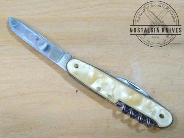 Vintage Wenger Celluloid Cracked Ice Handle Pocket Knife 6 blade multi-tool pocket knife with spike[Used – Pristine Cond.] Camp/Scout Knives cutlery