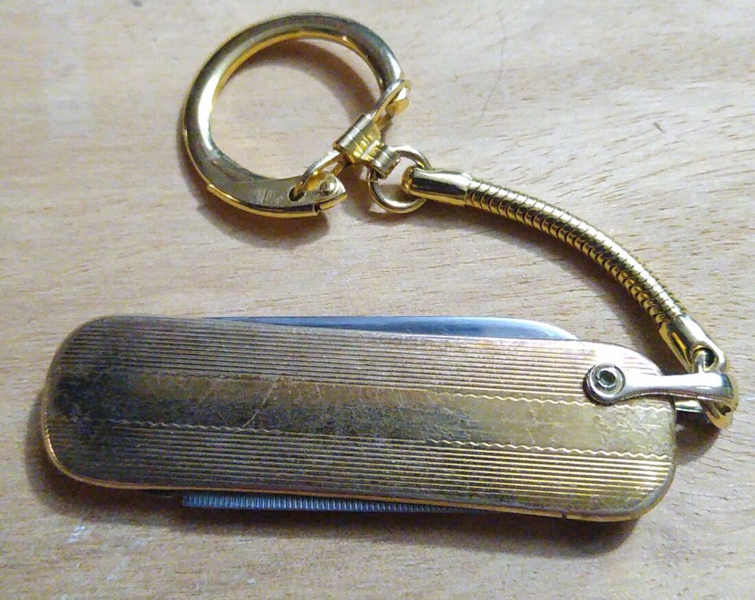 Vintage Colonial Prov. US Gold Executive key-ring 2 blade knife w/ file ...