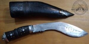 Handmade 8.5" Indian kukri with Horn Handle and Sheath with a lion heads pommel sheath [Used - Mint Cond.].