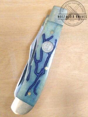 Frost Cutlery Thyssen Krupp Stainless Blade Hunter Trapper Antique Blue Bone[Used - Pristine]