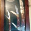 Remington Collector Knife Set - Hunter Single Blade Spine-lock, 3 blade Stockman, 2 blade Jack knife w/ Wood and Brass Handles in Original Wood Display Case[New - Pristine Mint Cond.]