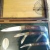 Remington Collector Knife Set - Hunter Single Blade Spine-lock, 3 blade Stockman, 2 blade Jack knife w/ Wood and Brass Handles in Original Wood Display Case[New - Pristine Mint Cond.] - Image 4