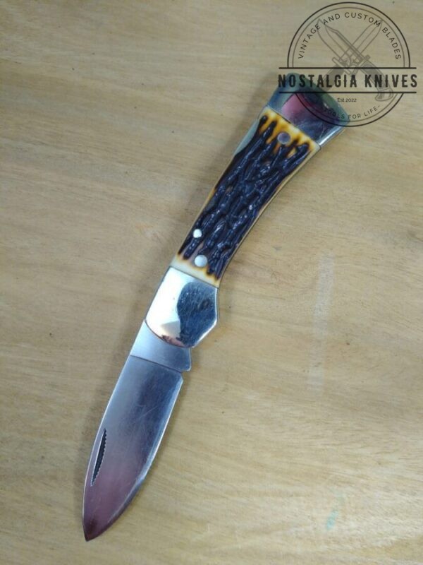 Heritage USA Hunter/Folder Single Blade Spine-lock knife with original leather belt sheath[Used – Pristine Cond.] Everyday Carry[EDC]