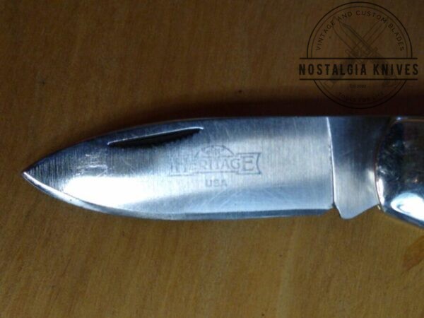 Heritage USA Hunter/Folder Single Blade Spine-lock knife with original leather belt sheath[Used – Pristine Cond.] Everyday Carry[EDC]