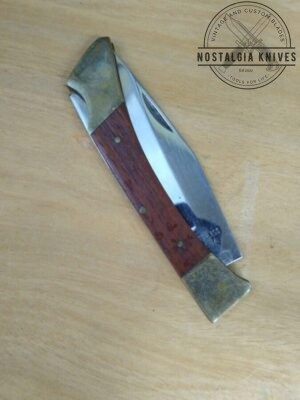 Hunter Single Blade Spine-lock Knife - Wood/Brass Handle[Used - Very Good Cond.]