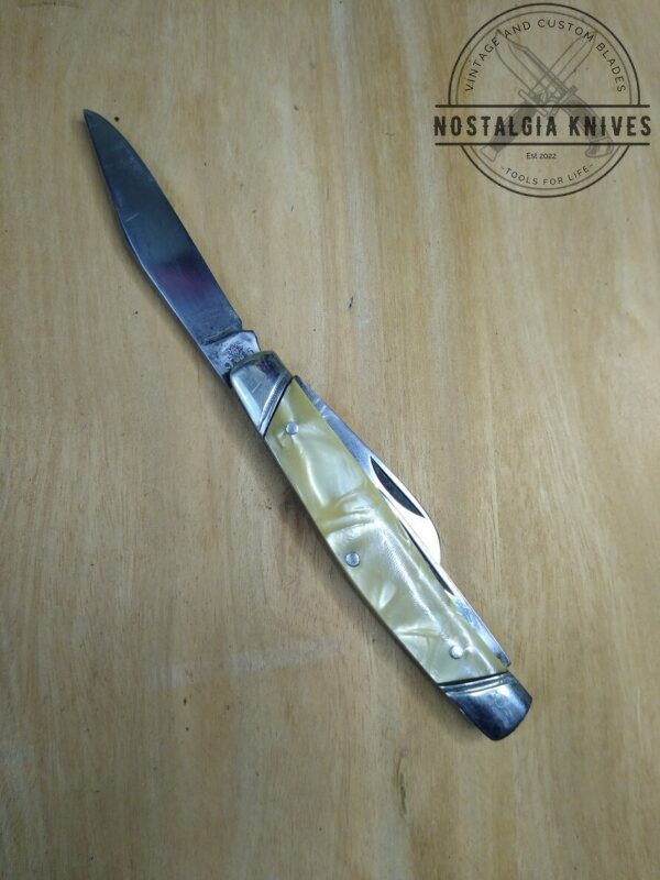 Vintage Böker USA 3 Blade Slant Bolster Stockman 9885, w/ Cracked Ice Celluloid Handle Scales [Used – Near Mint Cond.] Böker