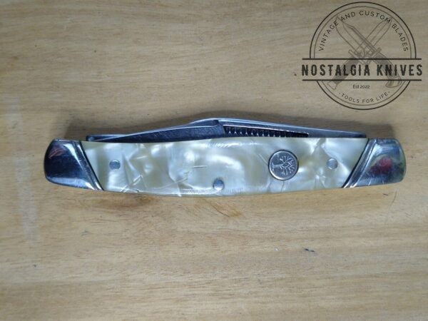 Vintage Böker USA 3 Blade Slant Bolster Stockman 9885, w/ Cracked Ice Celluloid Handle Scales [Used – Near Mint Cond.] Böker