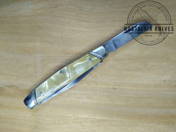 Vintage Böker USA 3 Blade Slant Bolster Stockman 9885, w/ Cracked Ice Celluloid Handle Scales [Used – Near Mint Cond.] Böker