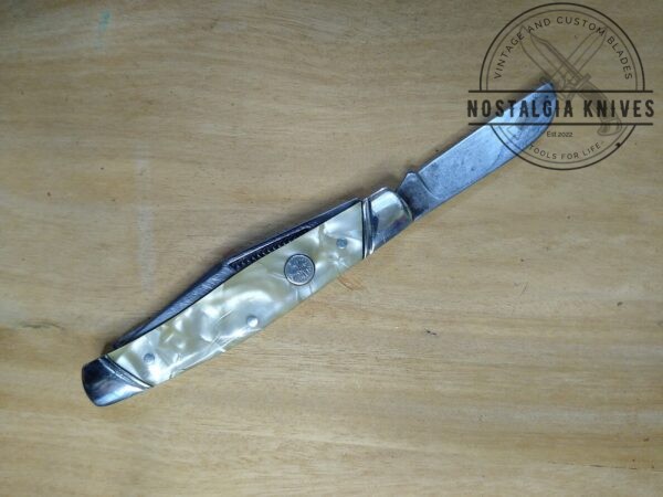Vintage Böker USA 3 Blade Slant Bolster Stockman 9885, w/ Cracked Ice Celluloid Handle Scales [Used – Near Mint Cond.] Böker