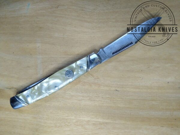 Vintage Böker USA 3 Blade Slant Bolster Stockman 9885, w/ Cracked Ice Celluloid Handle Scales [Used – Near Mint Cond.] Böker