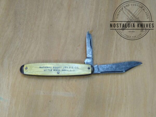 Vintage AutoPoint 2 Blade Pocket Knife with Yellow Pearl Handle Scales- Rare Promo knife[Used-Near Mint Cond.] AutoPoint