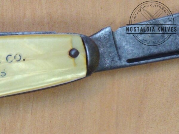 Vintage AutoPoint 2 Blade Pocket Knife with Yellow Pearl Handle Scales- Rare Promo knife[Used-Near Mint Cond.] AutoPoint