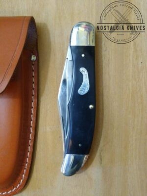 Vintage Imperial Frontier 4624 Large 9.50 in. 2 blade Trapper W/Leather Sheath[Unused - Pristine Mint Cond.] 