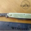 Vintage KENT USA 2 Blade Pocket Knife with Steel Badge and Bolsters, White Pearl Handle Scales, Brass Liners and Pins [Used- Good Cond.] - Image 4