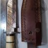 Handmade in TX, USA - Damascus 14" Fixed Blade Bowie knife with Damascus guard and butt cap. New Leather Belt Sheath, with that new leather smell [New-Unused] - Image 14