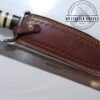 Handmade in TX, USA - Damascus 14" Fixed Blade Bowie knife with Damascus guard and butt cap. New Leather Belt Sheath, with that new leather smell [New-Unused]