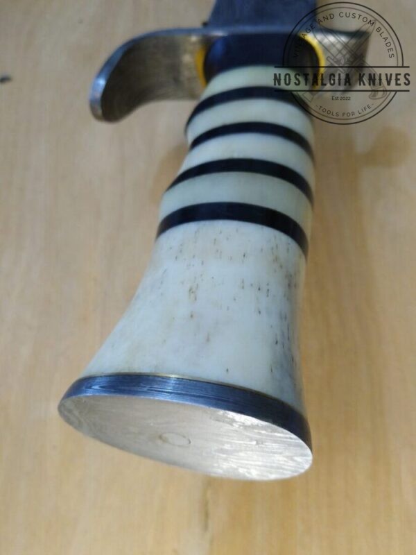 Damascus 15″ kukri with Damascus guard and butt cap. Handmade in TX, USA – New Leather Belt Sheath, with that new leather smell.. =] [Unused – Pristine Cond.] Collectible Knives cutlery