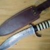 Damascus 15" kukri with Damascus guard and butt cap. Handmade in TX, USA - New Leather Belt Sheath, with that new leather smell.. =] [Unused - Pristine Cond.] - Image 3