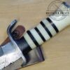 Damascus 15" kukri with Damascus guard and butt cap. Handmade in TX, USA - New Leather Belt Sheath, with that new leather smell.. =] [Unused - Pristine Cond.] - Image 12