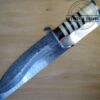 Damascus 15" kukri with Damascus guard and butt cap. Handmade in TX, USA - New Leather Belt Sheath, with that new leather smell.. =] [Unused - Pristine Cond.] - Image 10