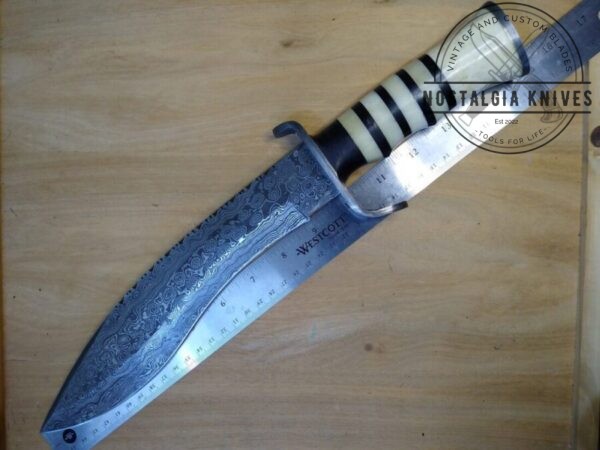 Damascus 15″ kukri with Damascus guard and butt cap. Handmade in TX, USA – New Leather Belt Sheath, with that new leather smell.. =] [Unused – Pristine Cond.] Collectible Knives cutlery