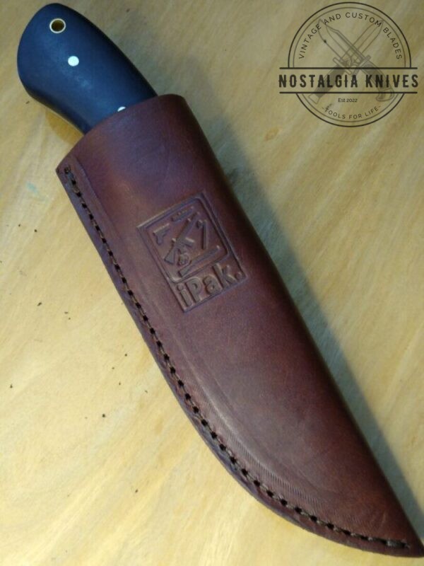 iPak D2 9″ Clip-Point Fixed Blade Knife with Micarta Handle and Leather Belt Sheath [Used – Pristine Mint Cond.] Everyday Carry[EDC]