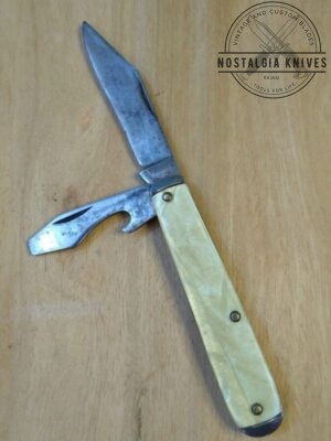 Vintage Rare AutoPoint 2 Blade Pocket Knife with Yellow Pearl Handle Scales [Used- Near Mint Cond.]