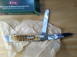 Case XX - 2004 Jigged Honey Brown Bone Handle 6254 SS Large 4.13" 2 blade Trapper Knife In Original Box[Unused - Pristine Mint Cond.]