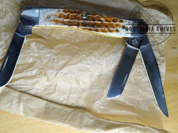 Case XX USA – Medium Stockman Knife Amber Bone w/ Patriotic Flag Badge 6318SS  [NIB – Pristine Mint Cond.] Case XX™