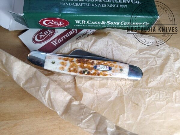 Case XX USA – Medium Stockman Knife Amber Bone w/ Patriotic Flag Badge 6318SS  [NIB – Pristine Mint Cond.] Case XX™