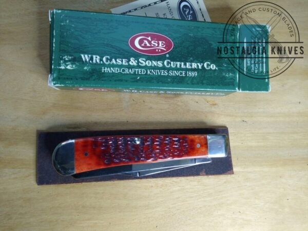 Case XX SELECT – 2000 Dark Red Bone 6254 SS Large 4.13″ 2 blade Trapper Knife In Original Box[Unused – Pristine Mint] Case XX™
