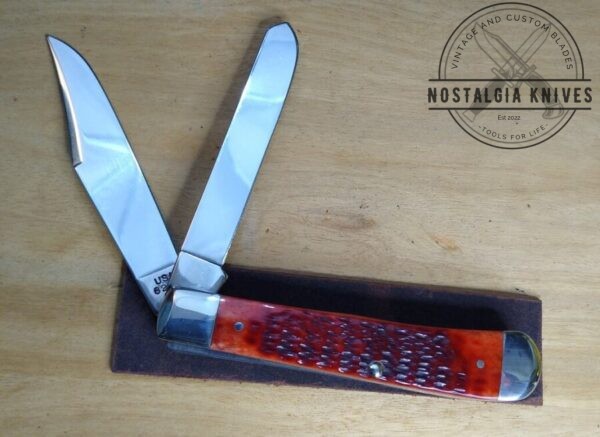 Case XX SELECT – 2000 Dark Red Bone 6254 SS Large 4.13″ 2 blade Trapper Knife In Original Box[Unused – Pristine Mint] Case XX™