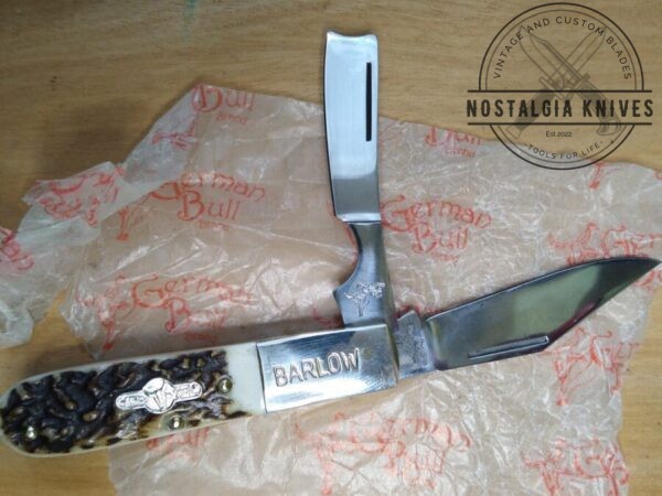 German Bull GB-113 – Barlow Razor Folding Pocket Knife with Deer Stag Handle[Unused/NIB – Pristine Mint Cond.] Collectible Knives