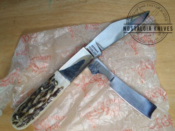 German Bull GB-113 – Barlow Razor Folding Pocket Knife with Deer Stag Handle[Unused/NIB – Pristine Mint Cond.] Collectible Knives