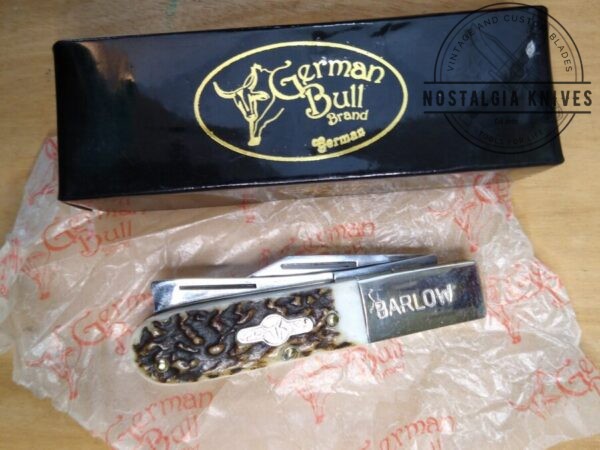 German Bull GB-113 – Barlow Razor Folding Pocket Knife with Deer Stag Handle[Unused/NIB – Pristine Mint Cond.] Collectible Knives