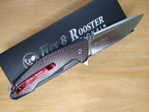 Hen & Rooster HRI-300R Tasmanian - Contoured G10/Carbon Fiber Handle - Ball-Bearing Linerlock, and Reversible Belt Clip[Unused/NIB]