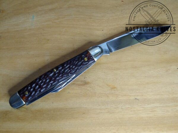 Vintage Kutmaster – Utica, NY Large 3 Blade Stockman with Jigged Bone Scales, Brass Liners and Pins [Unused – Pristine Mint Cond.] Collectible Knives