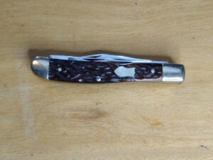 Vintage Kutmaster - Utica, NY - Small 3 Blade Stockman with Jigged Delrin Scales, Brass Liners and Pins [Unused - Pristine Cond.]