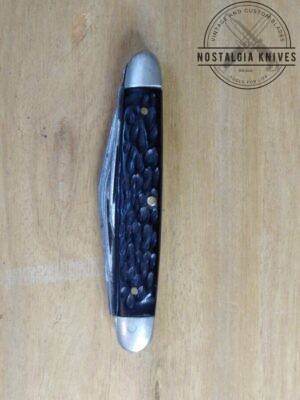 Vintage Utica Kutmaster NY, USA - Small 3 Blade Stockman with Jigged Bone Scales, Brass Liners and Pins [Used - Mint Cond.]