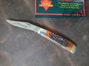 Vintage Keen Kutter Large 7.5" Trapper with Jigged Bone Handle USA 92 Folding Pocket Knife In Original Packaging [Unused/NIB - Pristine Mint Cond.]