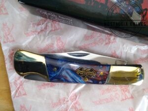 Steel Warrior 'God Bless America' SW-100GBA Red/White/Blue Handle Barracuda Single Blade Lock-Back Knife [Unused/NIB - Pristine Mint Cond.]