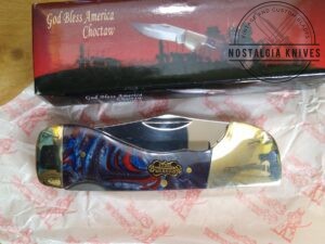 Steel Warrior 'God Bless America' SW-105GBA Red/White/Blue Handle Choctaw Single Blade Lock-Back Knife [Unused/NIB - Pristine Mint Cond.]