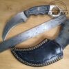 Custom Handmade 9.5" Damascus Pattern Karambit 'Tiger's Claw' Knife with Black Leather Belt Sheath[Used - Excellent Cond.] - Image 5