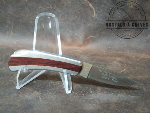 Vintage Klein Tools 44032 Small Single Blade Lock-back pocket knife with Wood Inlay Handle [Used – Mint Cond.] Everyday Carry[EDC]