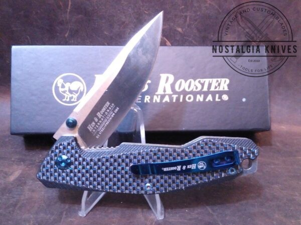 Hen & Rooster HRI-300BL Tasmanian – Contoured G10/Carbon Fiber Handle – Ball Bearing Liner-lock, and Reversible Belt Clip[Unused/NIB] Collectible Knives boker